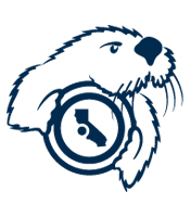 Otter holding a clock